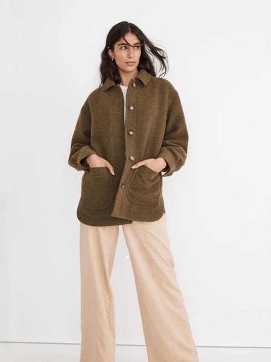 Madewell Jackets & Blazers - Madewell Brushed Belrose Shirt-Jacket Olive